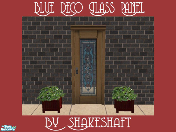 Sims 2 — Blue Deco Glass Panel by Shakeshaft — Part of a set of 7 glass panels for the Chicilettina door. ** TSRAA **