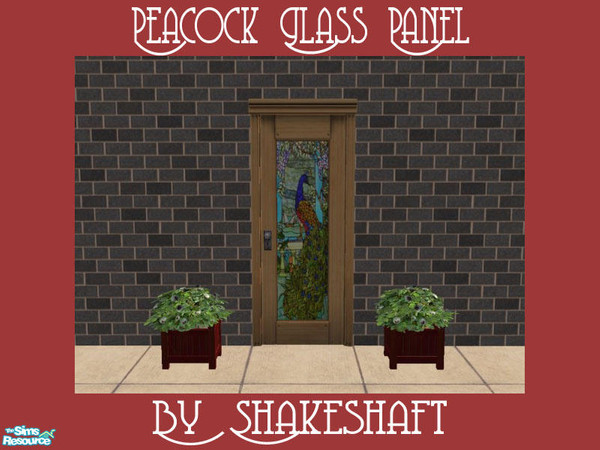 Sims 2 — Peacock Glass Panel by Shakeshaft — Part of a set of 7 glass panels for the Chicilettina door. ** TSRAA **