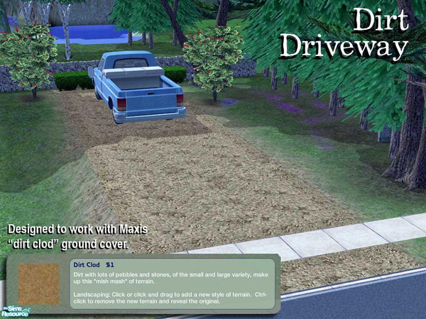 Sims 2 — Take Me Home Dirt Driveway by dancingaphrodite — This is a recolor of the Maxis concrete driveway and extension.