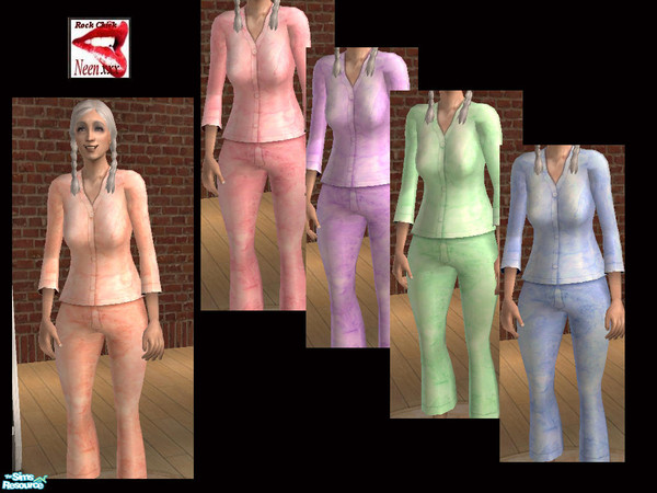 Sims 2 — Marble Print PJs by neenornina — My subtle marble texture on Maxis base. Just right for Mature ladies nightwear.