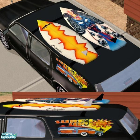 Sims 2 — Drivable Hearse - Surfer 1 Accessories by Dr Pixel — Accessory Option for the Hearse - can be used with any body