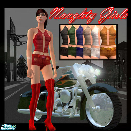 Sims 2 — Naughty Girls by TSR Archive — With these knee-length shiny leather boots and cute hotpants, your lovely