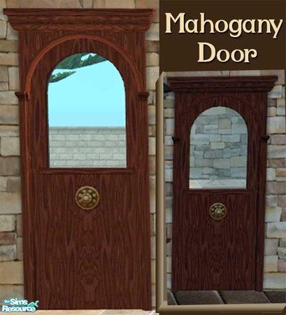 Sims 2 — Storybook Door in Mahogany by dancingaphrodite — The charming Maxis door in deep, rich mahogany. (Screenshot is