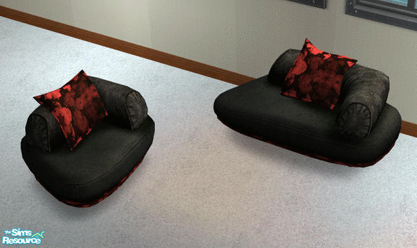 Sims 2 — Black Suede Chairs  by Grizzelda — This is the file for the black seat cushions on the chairs! TSRAA approved!