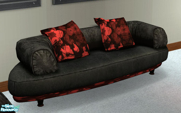 Sims 2 — Red Batik Sofa Back by Grizzelda — This love seat cushion back goes perfectly with the black suede seat