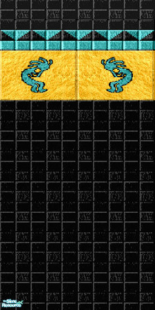 Sims 2 — Black Tile Kokopelli Walls by 404Savant — Coordinates with the Kokopelli Kitchen and Bath sets. 