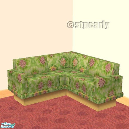 Sims 2 — Retro Green Living - Sectional Sofa Flor by STP Carly — Put a little Green & Retro in your living area!