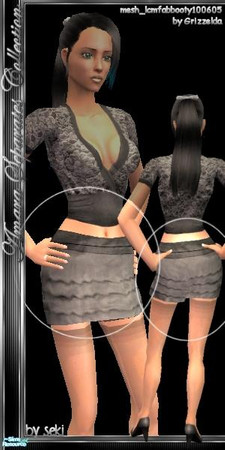 Sims 2 — Amara Separates - Black Ruffled Mini by seki — This stylish separates collection features enhanced curves for