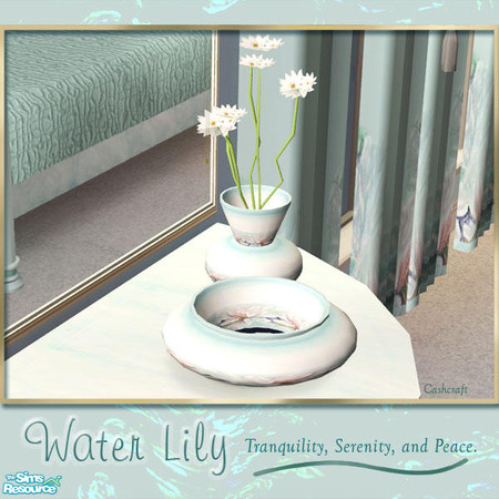 Sims 2 — WaterLily - Vase and Bowl Set by Cashcraft — WaterLily is a recolor of my "Asian Inspired" set. The
