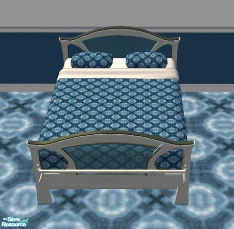 Sims 2 — D2DBlue Block Soma Bed Frame by D2Diamond — White frame, with glass head, and foot boards. **Frame Only** ...