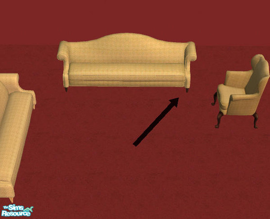Sims 2 — Substance Sofa Gold with Dark Legs by heijke — I recoloured the Maxis gold patterned sofa and gave it dark brown