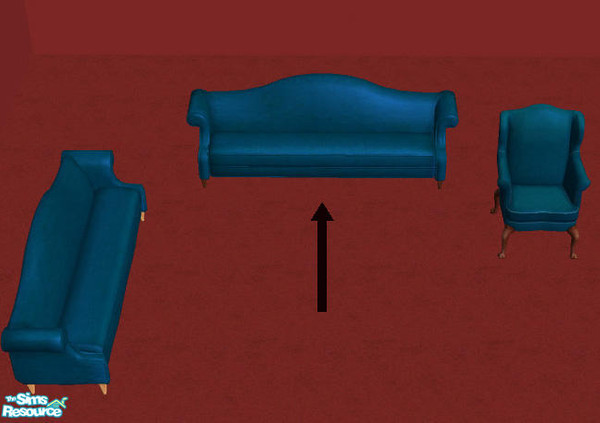 Sims 2 — Blue Substance Sofa with Dark Legs by heijke — I recoloured the Maxis blue sofa and gave it dark brown legs to