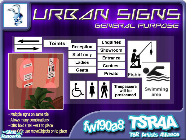 Sims 2 — Urban Signs (General) by fw190a8 — Let's face it: your Sims aren't always brimming with common sense, but now