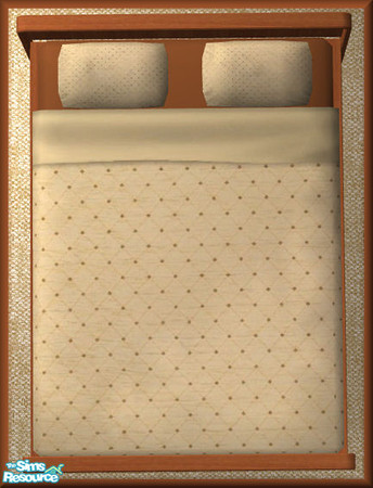 Sims 2 — NK Anes Bedroom - Bedding by MoMama — A beige bedding with brown connect-the-dot pattern.