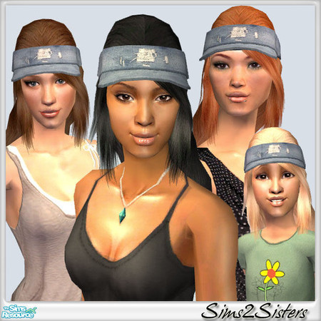 Sims 2 — S2S Visor Hair - Denim Visor by sims2sisters — Available from child to elder