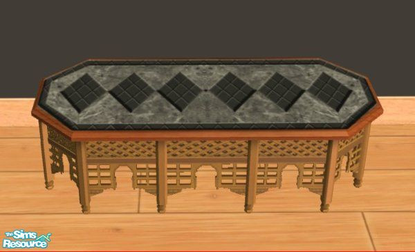 Sims 2 — D2DDM Moor Coffee Table Black by D2Diamond — 10 color top styles to match your Diamond Marble room.