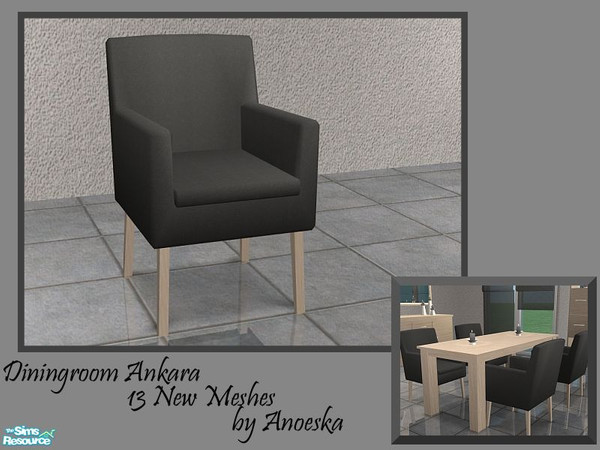 Sims 2 — Ankara Diningroom Dining Chair by AnoeskaB — Dark grey dining chair with lightwood legs. Part of the Ankara