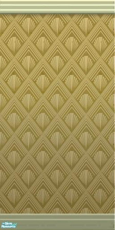 Sims 2 — Golden Art Deco Wallpaper by Yeliab — Golden Art Deco Wallpaper with Crown and Kick Moulding in Painted Wood.