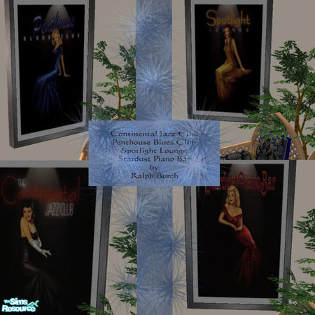 Sims 2 — Ralph Burch Jazz Club Set by naememac — Vintage Jazz Club art by Ralph Burch. Lady in Red is where you'll find