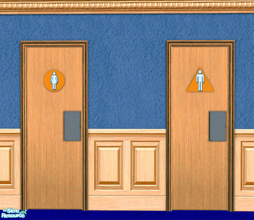 Sims 2 — Restroom Doors - Light Wood by dancingaphrodite — Versitile wood grain restroom doors that coordinates well with