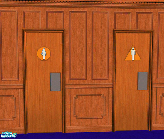 Sims 2 — Restroom Doors - Medium Wood by dancingaphrodite — Versatile wood grain restroom doors that coordinates well