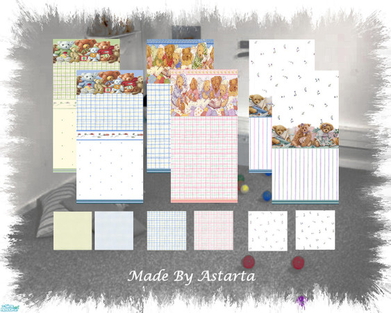 Sims 2 — Bears by Astarta — Bears, Bears and Bears for any kid - wall and floor set. 
