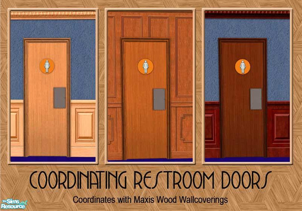 Sims 2 — Men's Room & Ladies Room Doors by dancingaphrodite — Versatile wood grain restroom doors coordinates well