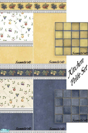 Sims 2 —  by Samielle — Place these kitchen walls with matching floors to your kitchen/dining area. Set consists of 4