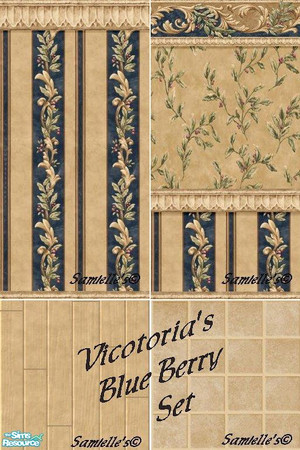 Sims 2 — jbVictoria'sBlueBerrySet037 by Samielle — Beautiful Victorian wall set for any room in your sim's home. Set