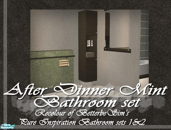 Sims 2 — After Dinner Mint Taller Cabinet by Padre — Recolour of the brilliant BetterbeSim Pure Inspiration bathroom sets