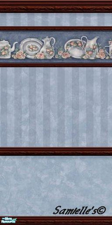 Sims 2 — jbKitchenRalleyBlueWalls231cii by Samielle — Beautiful kitchen wallpaper for your kitchen/dining area. Set