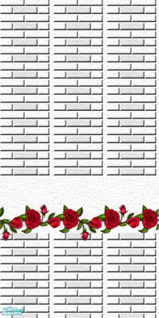 Sims 2 — White Bricks with Roses by camelia111 — Part of Exterior Collection I