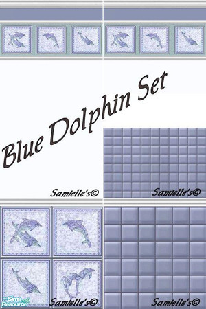 Sims 2 — jbBlueDolphinSet024 by Samielle — Beautiful wall set for a bathroom or a pool room. Set consists of 2 walls
