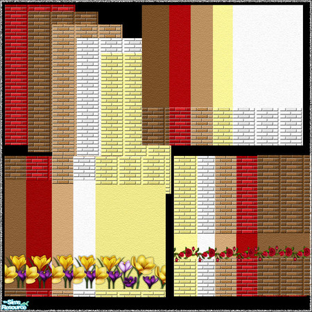 Sims 2 — Exterior Collection I by camelia111 — 20 brick walls with floral arrangements
