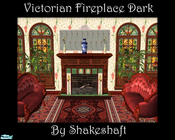 Sims 2 — Victorian Fireplace Darkwood by Shakeshaft — Part of a set of 3 Victorian style Fireplaces in Lightwood,