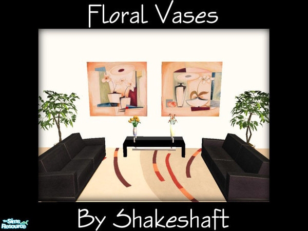 Sims 2 — Floral Vases by Shakeshaft — A set of 2 contemporary Floral Vases. ** TSRAA **