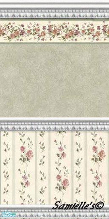 Sims 2 — jbSpringGardenWalls130 by Samielle — Brighten up those dark small places with this beautiful spring-green wall.
