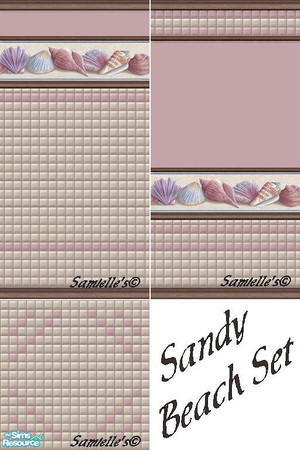 Sims 2 — jbSandyBeachSet340 by Samielle — Beautiful walls set for your sims bathroom or pool room. Set consists of 2