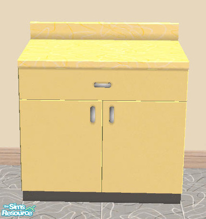 Sims 2 — Retro Kitchen Counter - Yellow by Shannanigan — Maxis recolor to match my Overhead cabinets.