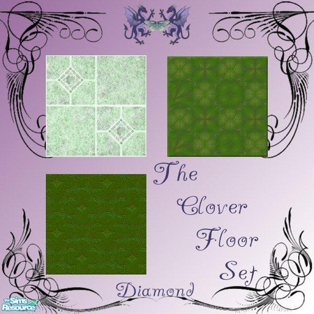 Sims 2 — D2DClover Set Floors by D2Diamond — Three floors, linoleum, stone, & carpet, ready for St. Patricks Day! ...