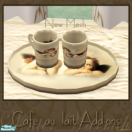 Sims 2 — Cafe au lait - Add-ons - Coffee Mugs by Cashcraft — Recolor of my "Asian Inspired Add-ons" set. Add