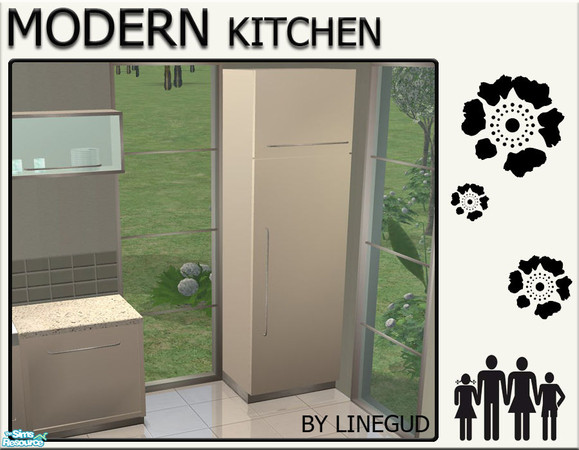 Sims 2 — Modern Kitchen - Fridge - MESH by linegud — A build in cabinet Fridge..... **TSRAA**