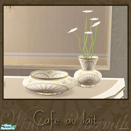 Sims 2 — Cafe au lait - Vase and Bowl by Cashcraft — Recolor of my "Asian Inspired" set. Add warmth to winter