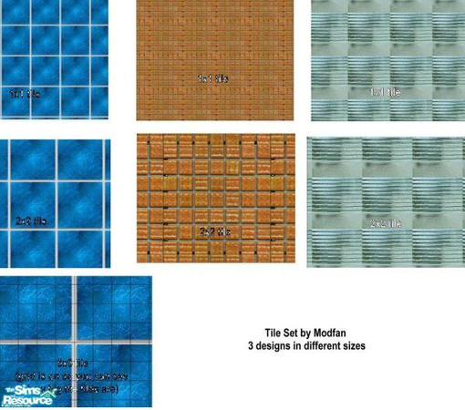 Sims 2 — Modfan_7pc Tile set by modfan — A set of 3 tile designs in different sizes for a different effect. Ideal for