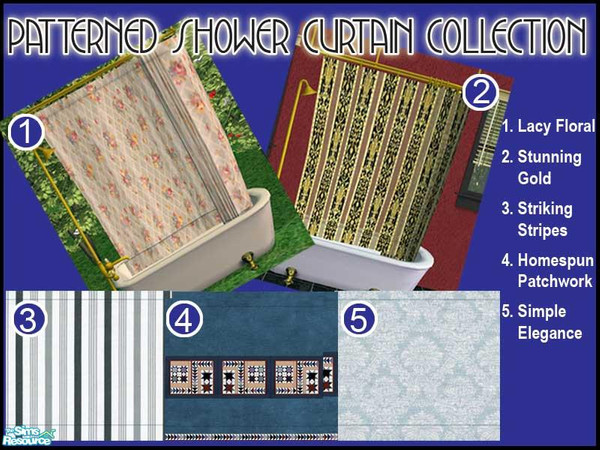 Sims 2 — Patterned Shower Curtain Collection by dancingaphrodite — As a player, I love the Combo Clean Shower! Nothing