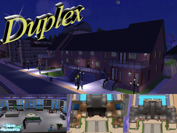Sims 2 — The Duplex by drevil1 — Here is a large 2 story duplex with underground garage and an aquarium type pool that is