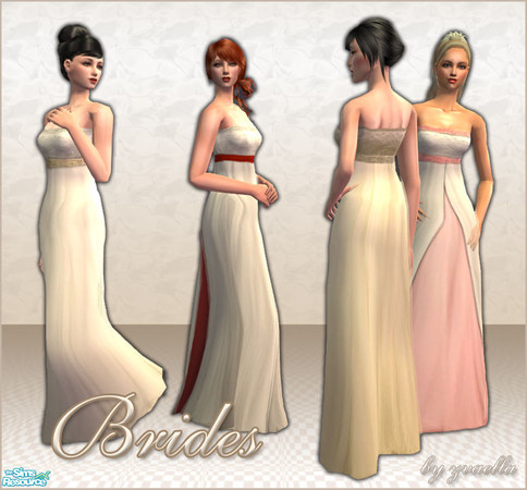 Sims 2 — Brides by zvaella — A set of 4 brides gowns for women, on a great mesh by Simal. Enjoy!
