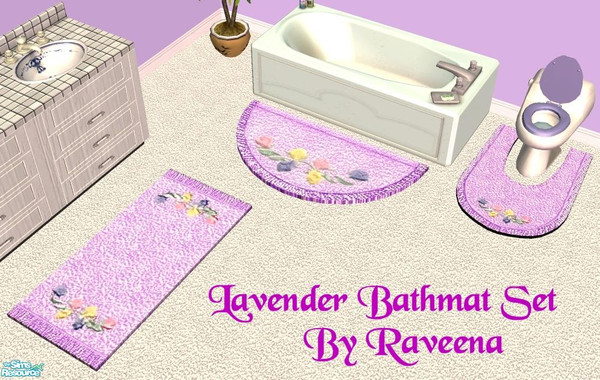 Sims 2 — Lavender Bathroom Mats by Raveena — Lovely lavender bathroom mats with a flower design.