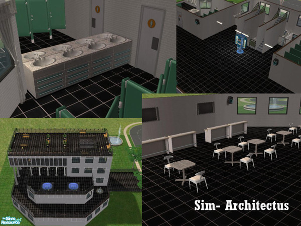 Sims 2 — Dance Club by Hugoslem — A Dance Club for your sims. Includes: -3 dance floors -plaza -restrooms 