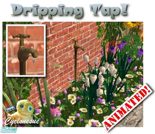 Sims 2 — Dripping Garden Tap by Cyclonesue — ANIMATED! A decorative tap for your gardens! Can share the same tiles as